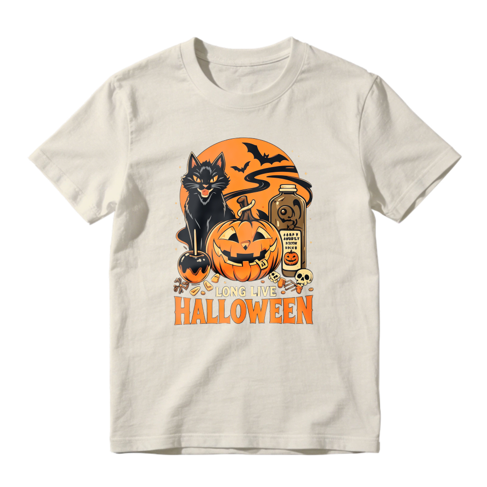Halloween Pumpkin Cat Bat Skull Long Live Halloween Unisex Classic T-shirt