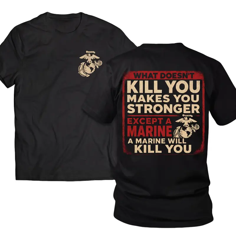 Funny USMC Marine Joke Double Sided Graphic Tee