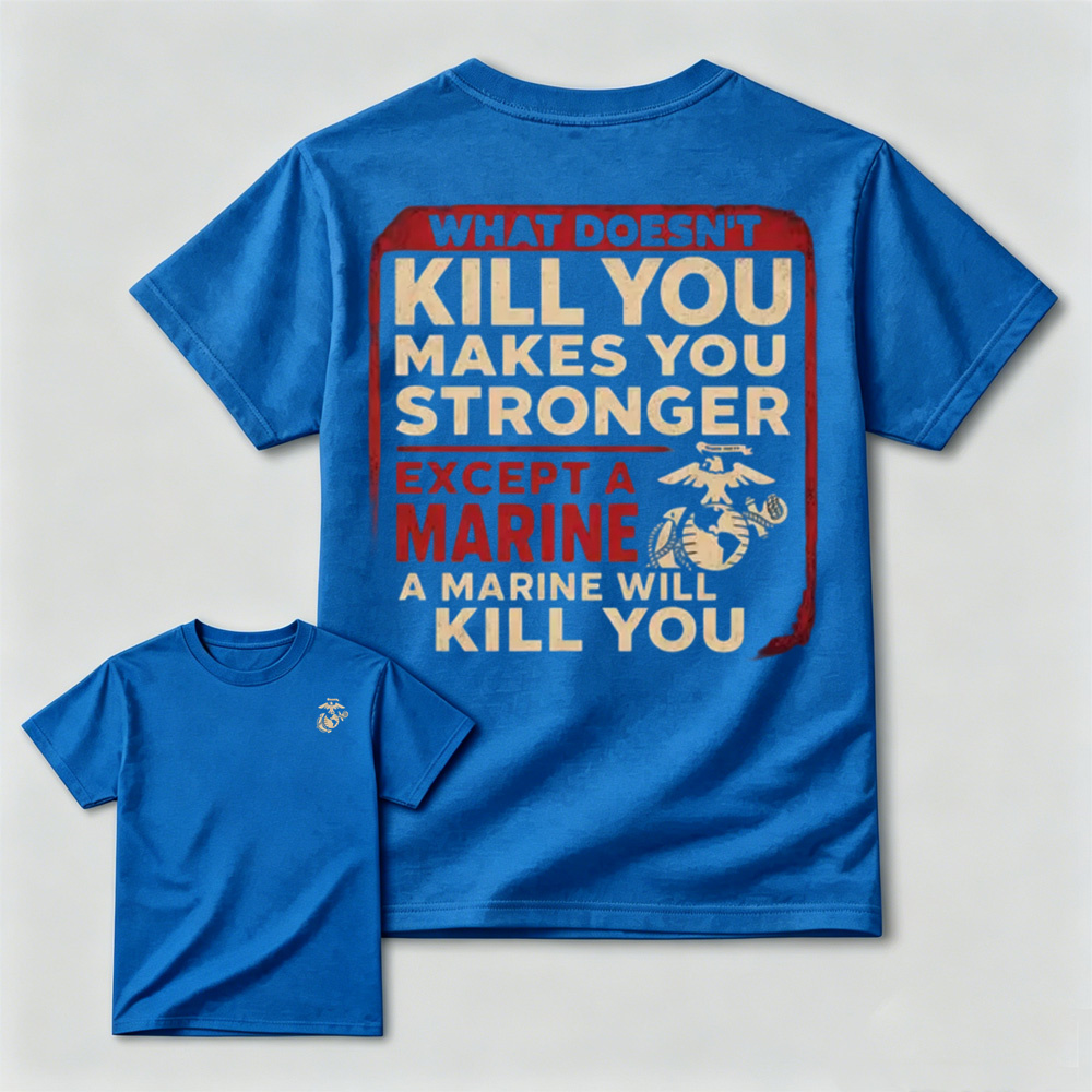 Funny USMC Marine Joke Double Sided Graphic Tee