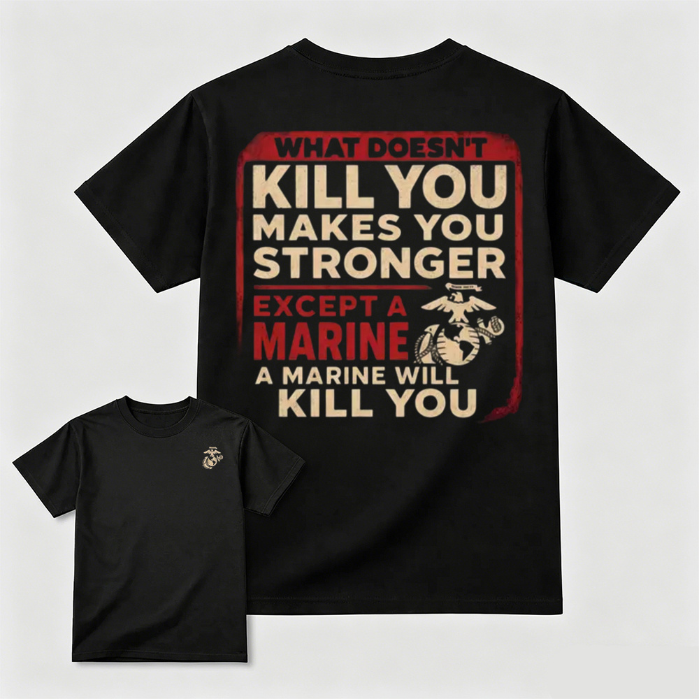 Funny USMC Marine Joke Double Sided Graphic Tee