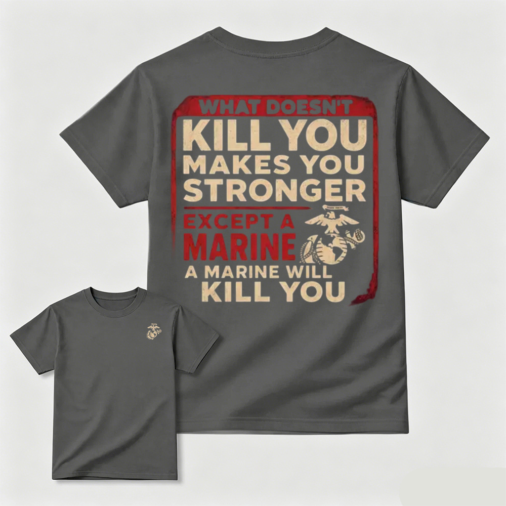 Funny USMC Marine Joke Double Sided Graphic Tee