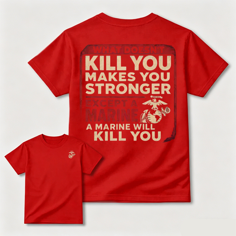 Funny USMC Marine Joke Double Sided Graphic Tee