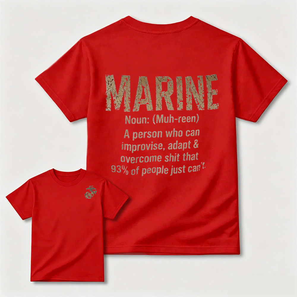 Funny MARINE Definition USMC Double Sided Tee