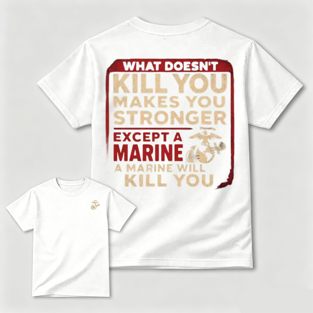 Funny USMC Marine Joke Double Sided Graphic Tee