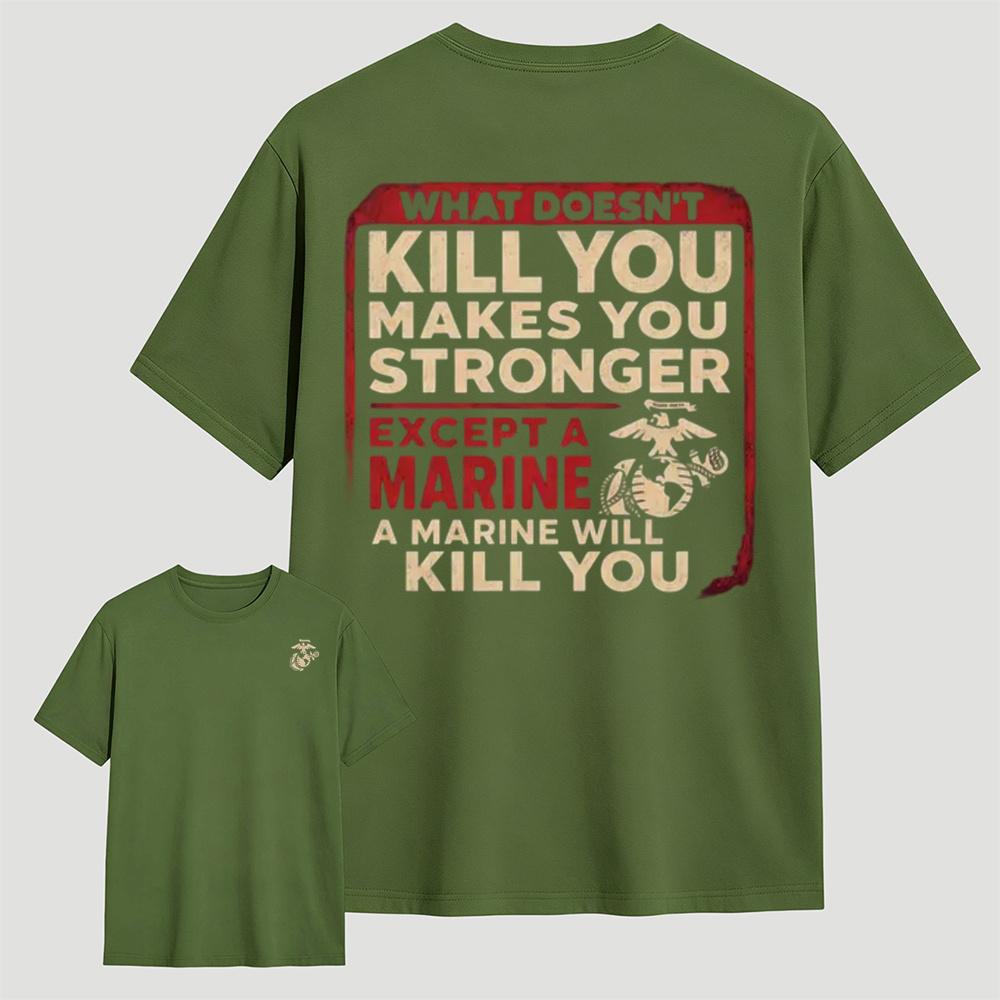 Funny USMC Marine Joke Double Sided Graphic Tee