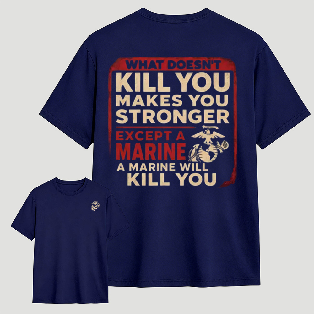 Funny USMC Marine Joke Double Sided Graphic Tee
