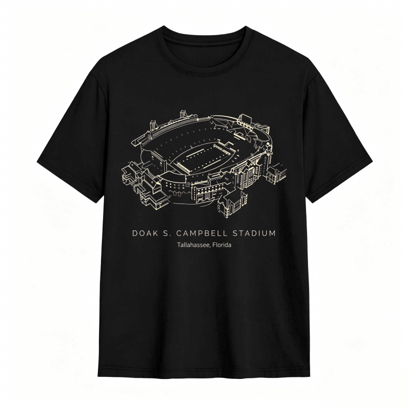 Doak S Campbell Stadium Tallahassee Florida Architectural Blueprint Design T-shirt