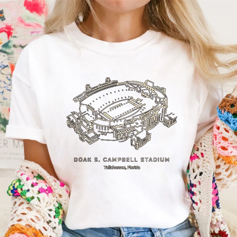 Doak S Campbell Stadium Tallahassee Florida Architectural Blueprint Design T-shirt
