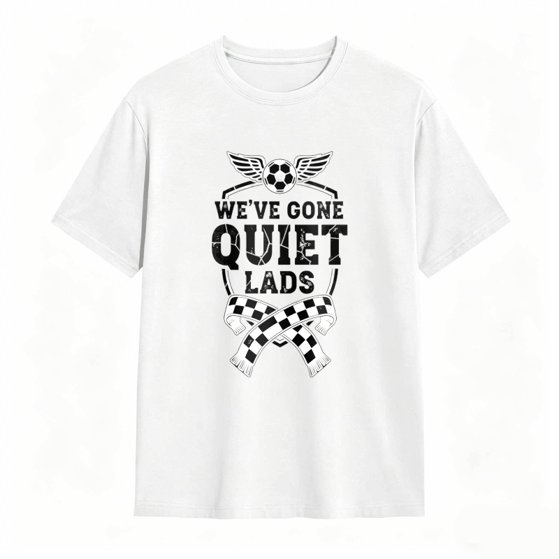 Weve Gone Quiet Lads Soccer Ball Wings And Checkered Flag Design Unisex Classic T-shirt