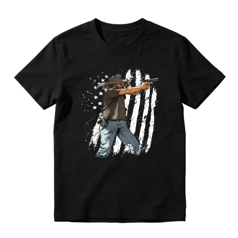 Patriotic American Flag Shooter Graphic T-shirt