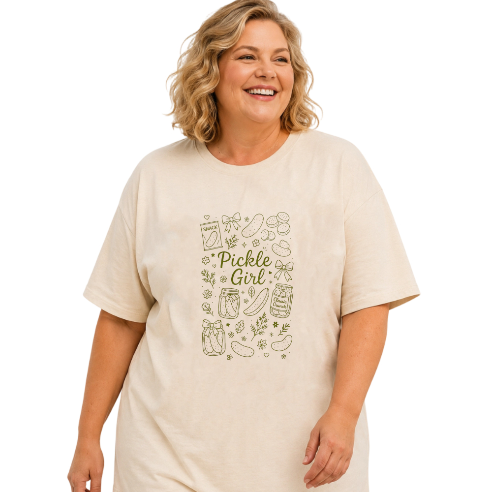 Pickle Girl Jar Cucumber Spice Bottle tshirt 100% cotton