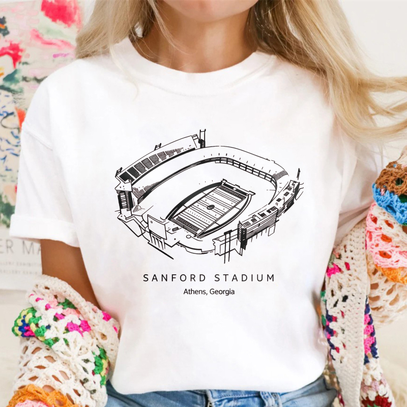 Sanford Stadium Athens Georgia Architectural Sketch T-shirt