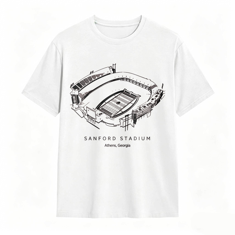 Sanford Stadium Athens Georgia Architectural Sketch T-shirt