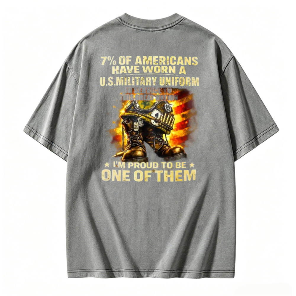 Proud American Military Veteran Service Graphic Washed Tee