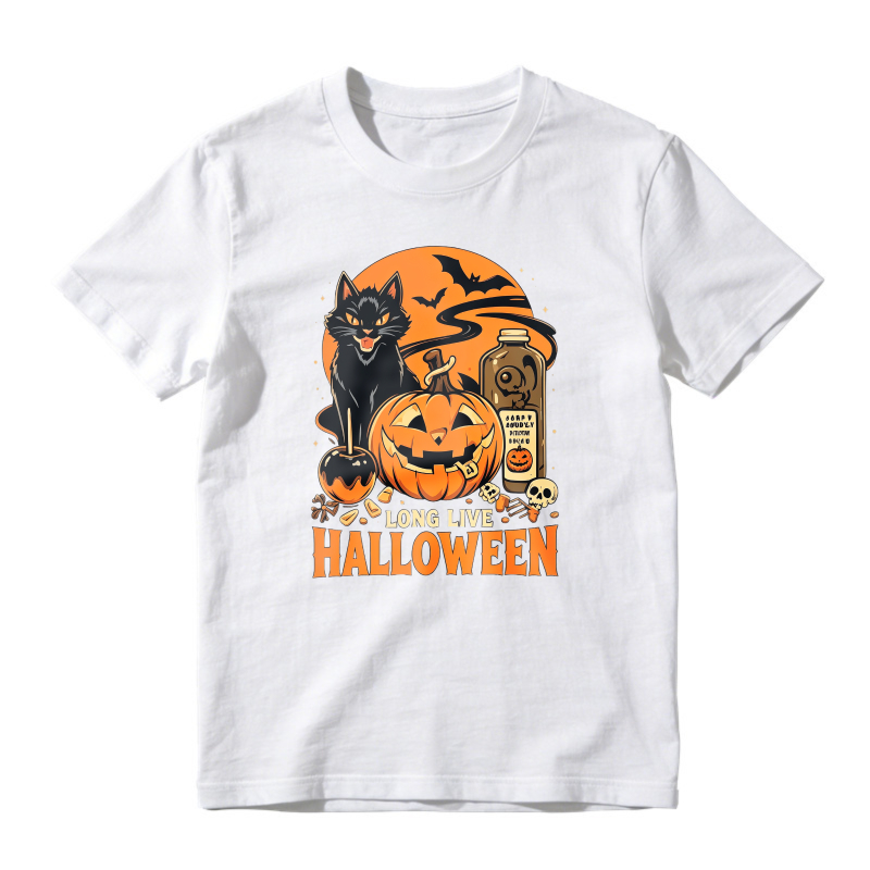 Halloween Pumpkin Cat Bat Skull Long Live Halloween Unisex Classic T-shirt