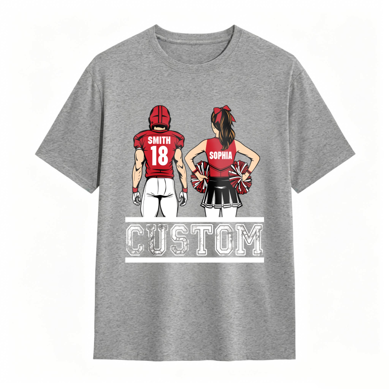 Baseball Player And Cheerleader Back View Custom Name And Number Unisex Classic T-shirt