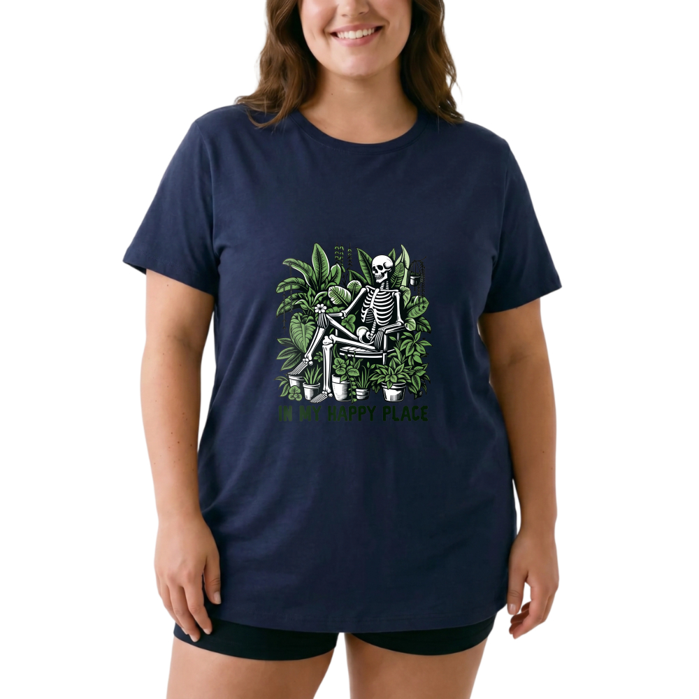 Skeleton Gardening With Plants And Tools tshirt 100% cotton