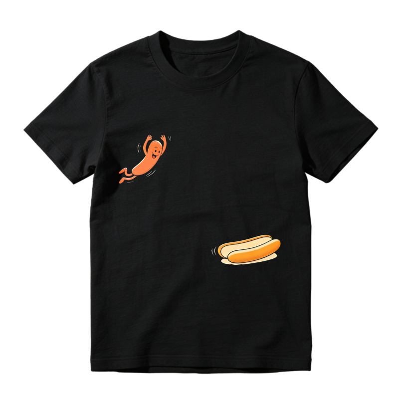 Sausage Jumping Into Hot Dog Bun  Classic T-shirt