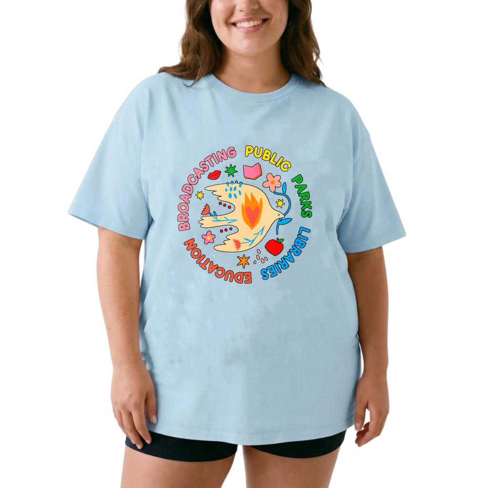 Broadcasting Public Parks Libraries Education tshirt 100% cotton