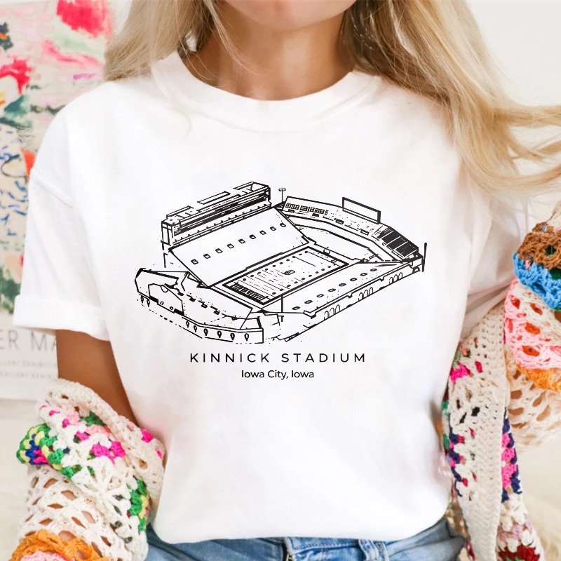 Kinnick Stadium Iowa City Iowa Architectural Blueprint Design T-shirt