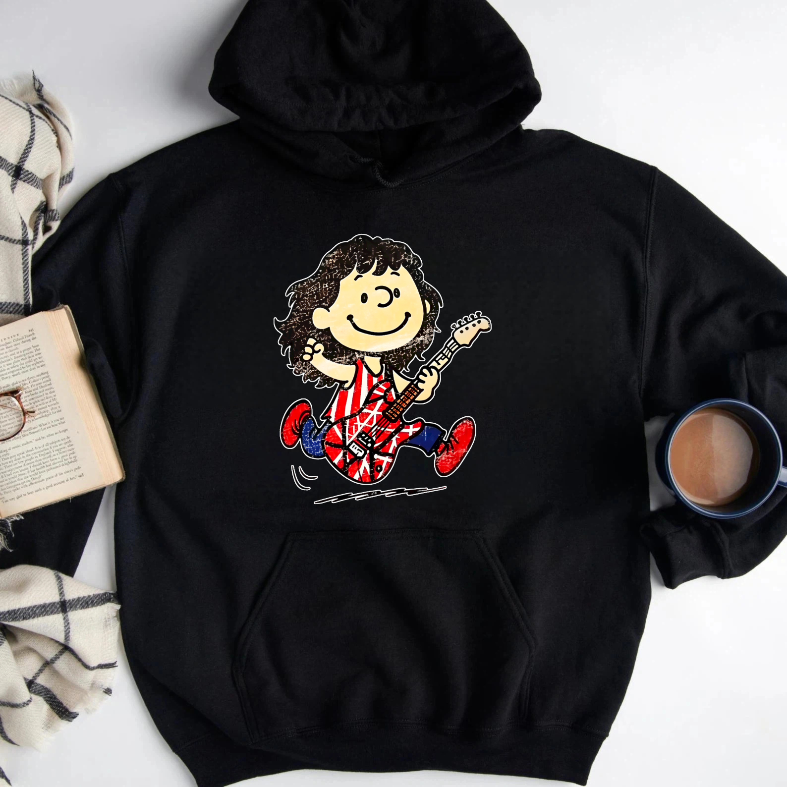 Cartoon Character Playing Guitar Graphic Sweatshirt