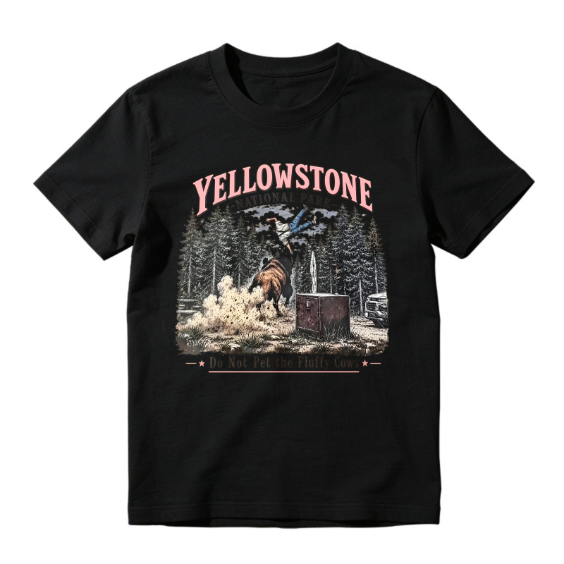 Yellowstone Cowboy Riding Bucking Horse Vintage Western Art Unisex Classic T-shirt