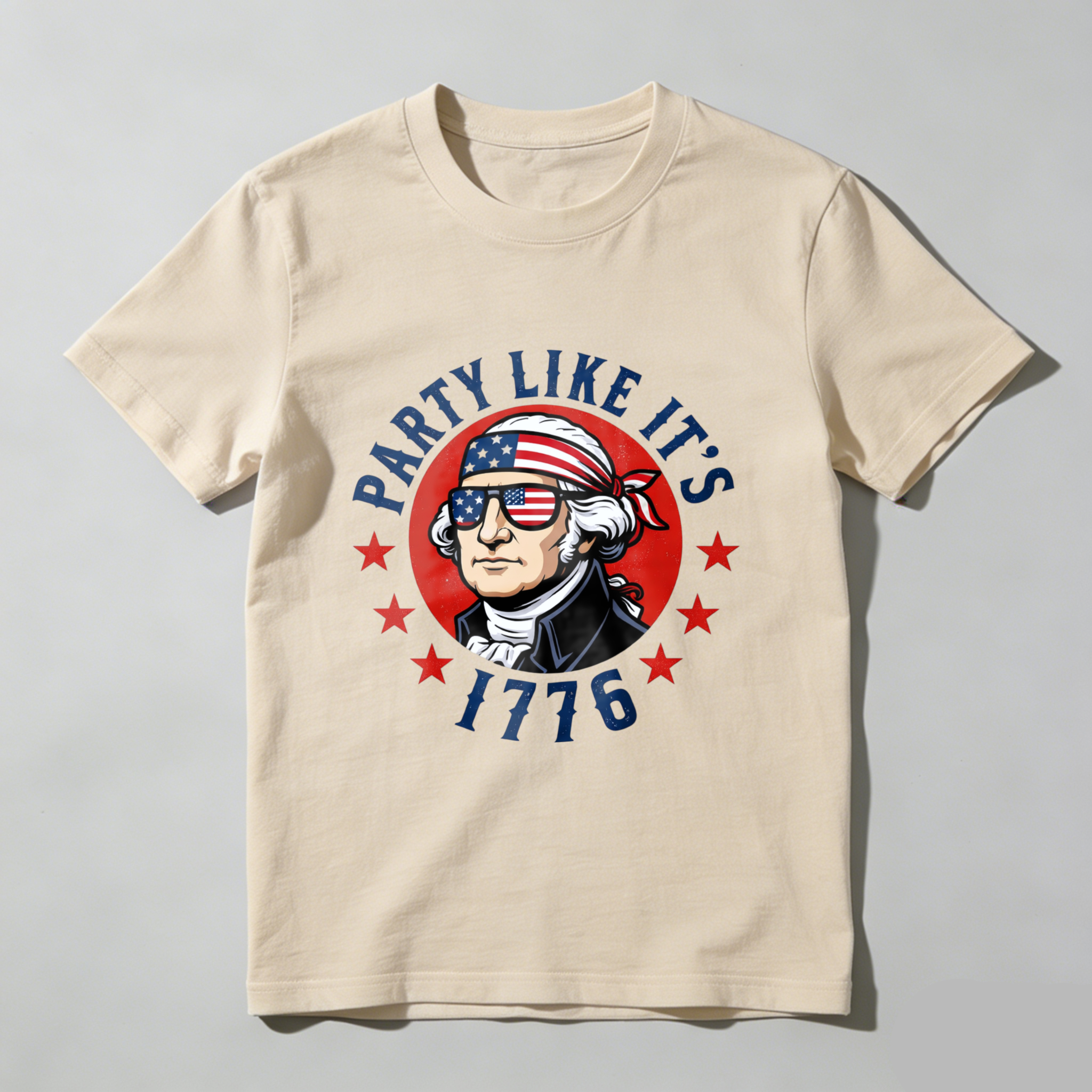 Party Like Its 1776 George Washington Patriotic T-Shirt American Flag Design Independence Day Celebration Apparel