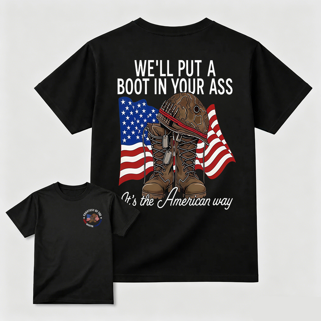 Bold American Military Graphic Tee – Show Your Patriot Pride!