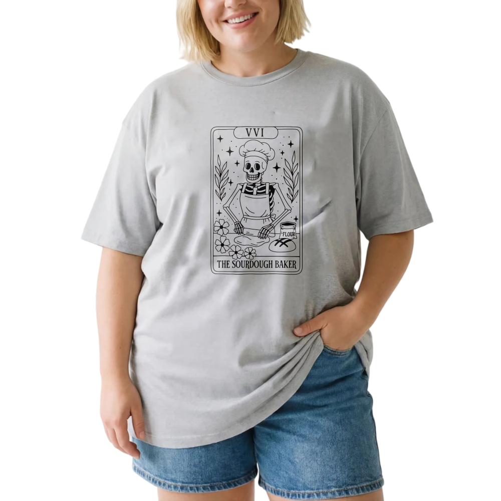 The Sourdough Baker Tarot Card Design tshirt 100% cotton