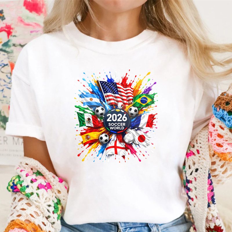 2026 Soccer World Cup Flags And Balls Design Classic T-shirt