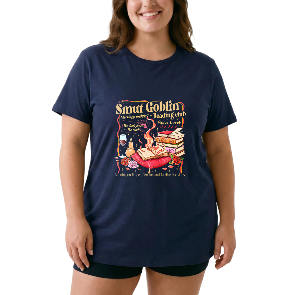 Smut Goblin Reading Club Book Wine Flask tshirt 100% cotton