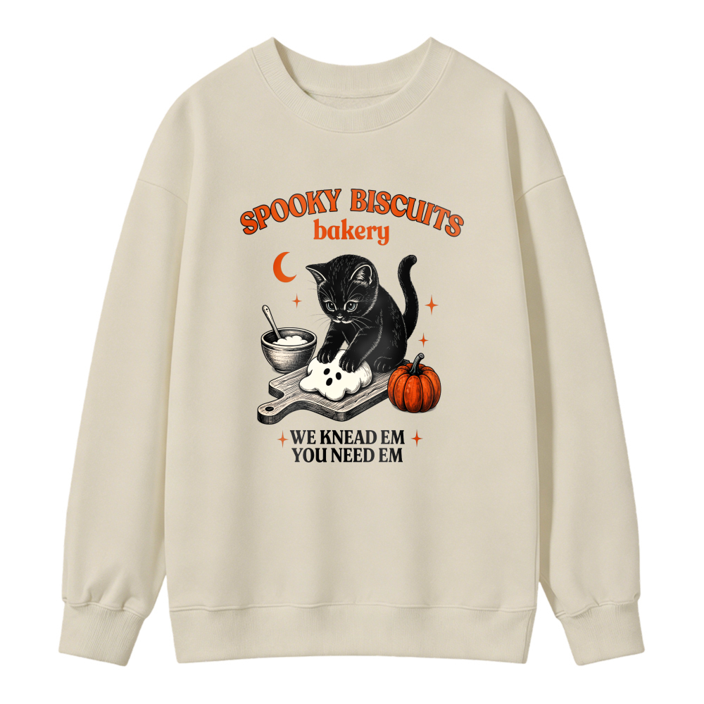 Spooky Biscuits Bakery Cat Design Unisex Crewneck Classic Sweatshirt