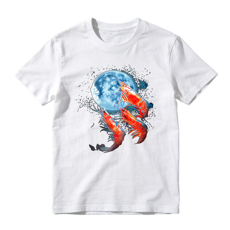 Red Lobsters And Blue Moon Space Art Unisex Classic T-shirt