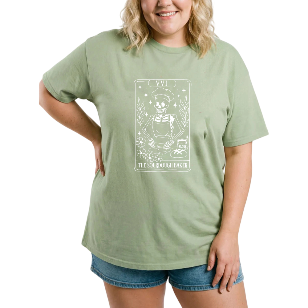The Sourdough Baker Tarot Card Design tshirt 100% cotton