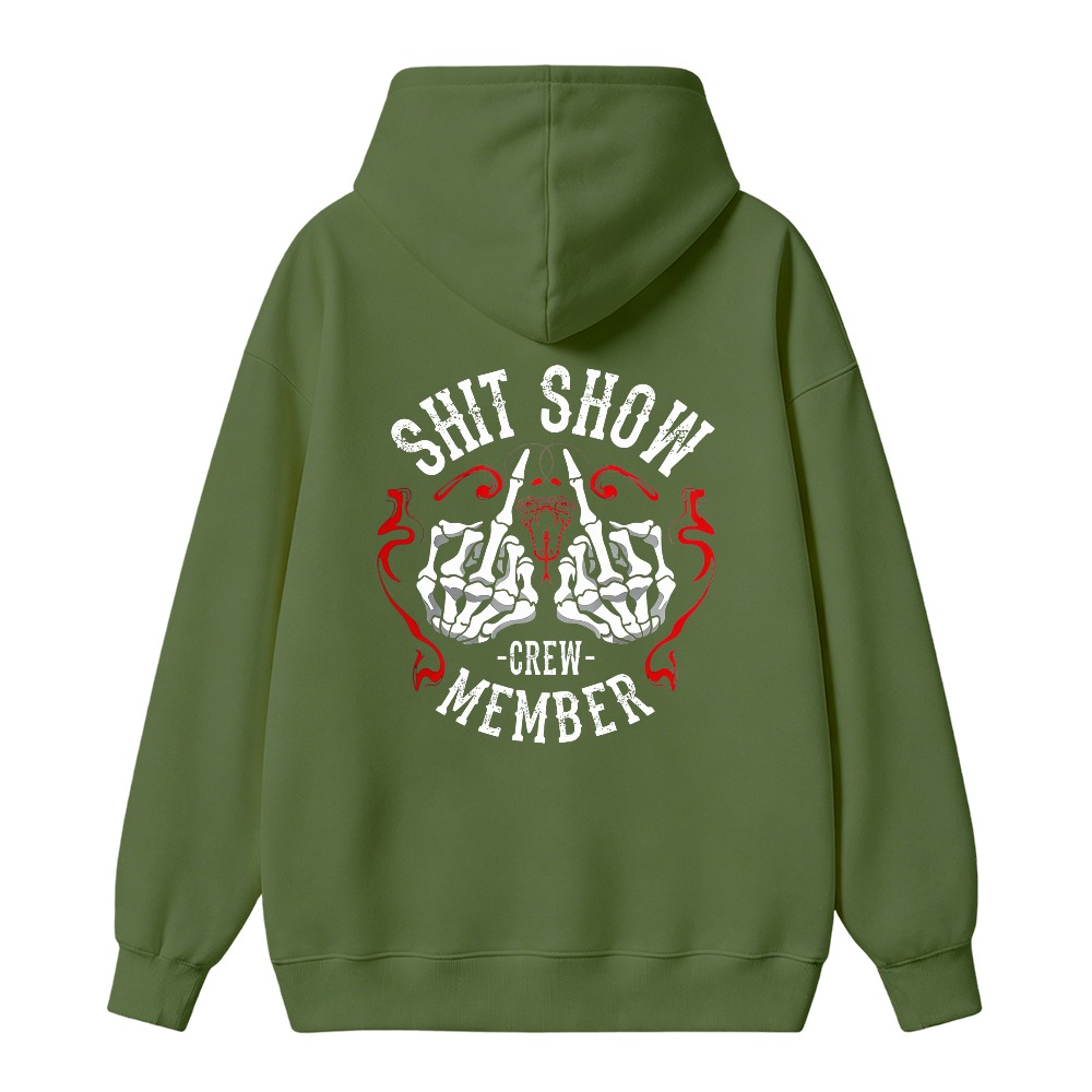 Shit Show Crew Member Skeleton Hands Graphic Hoodie