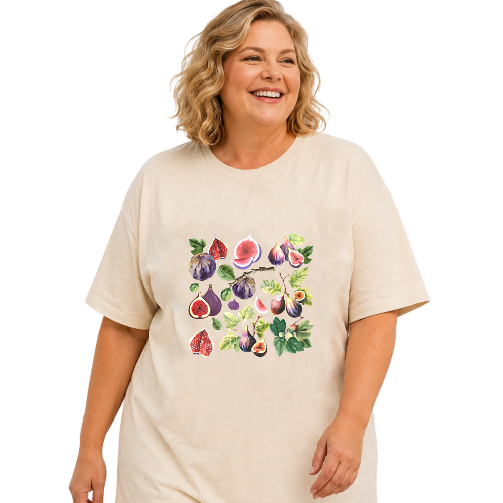 Figs Leaves And Fruits Pattern tshirt 100% cotton