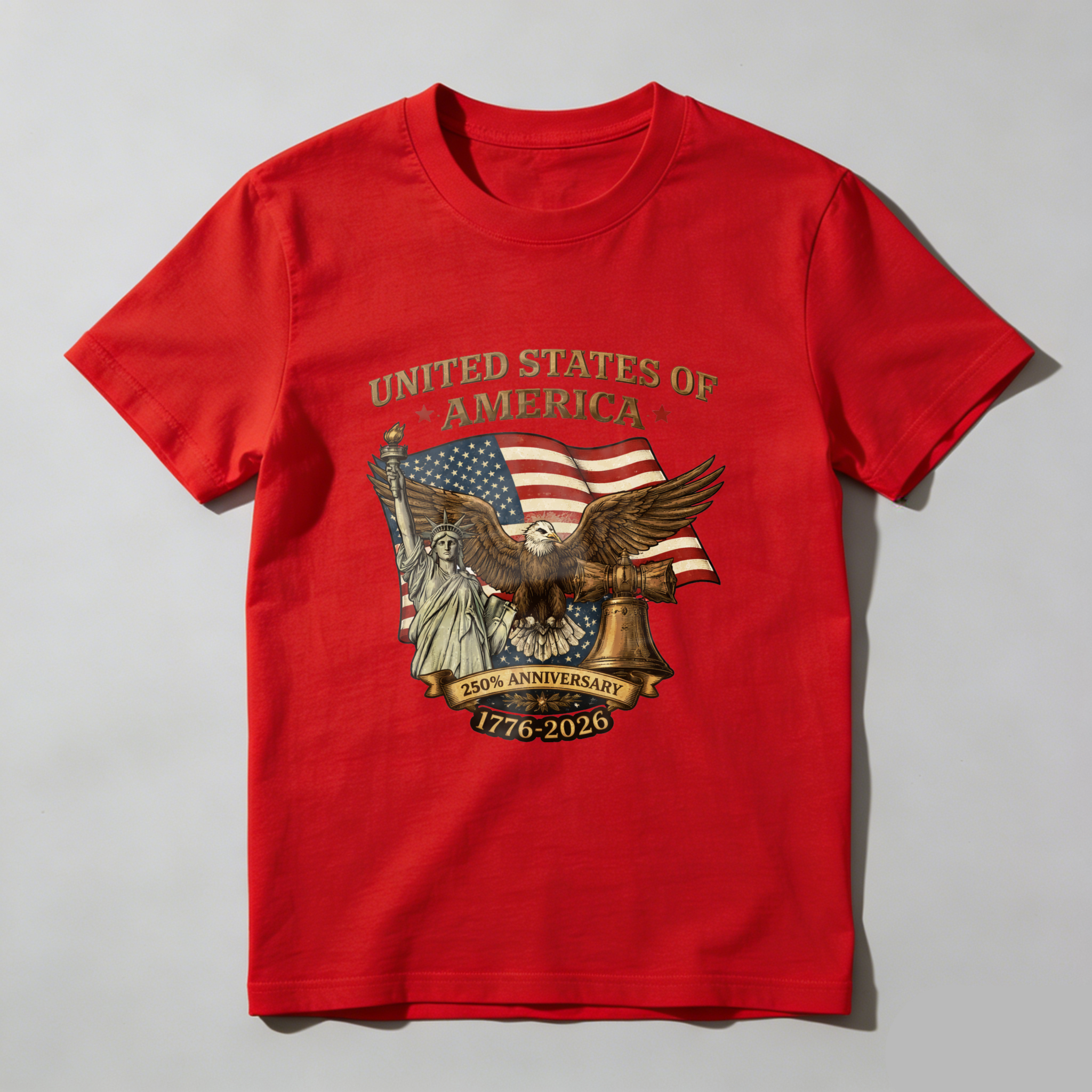 United States Of America 250th Anniversary 1776 2026 Eagle And Flag Patriotic T-Shirt