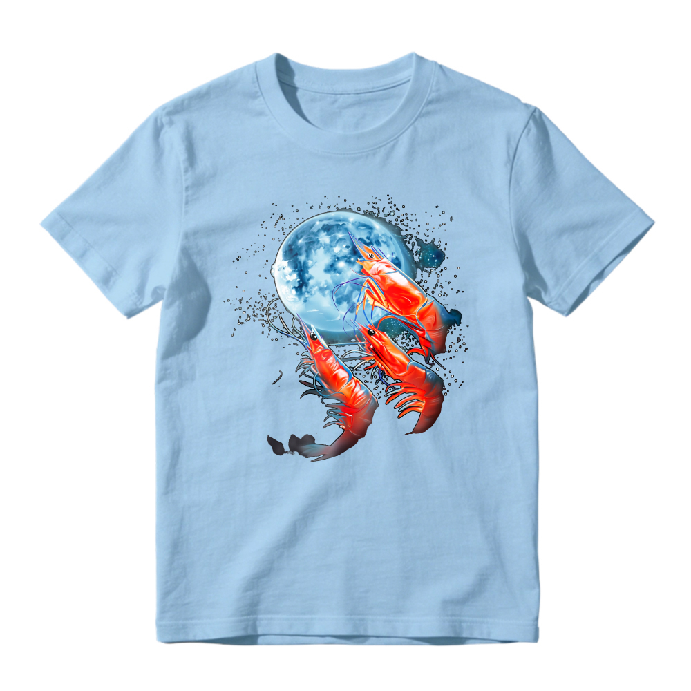 Red Lobsters And Blue Moon Space Art Unisex Classic T-shirt