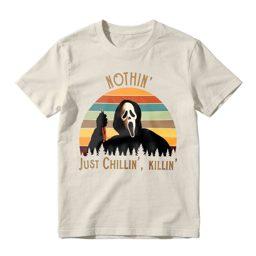 Nothin Just Chillin Killin Ghostface Horror Movie Retro Sunset Unisex Classic T-shirt