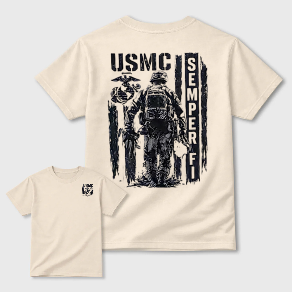 USMC Semper Fi Distressed Flag Soldier Graphic Tee