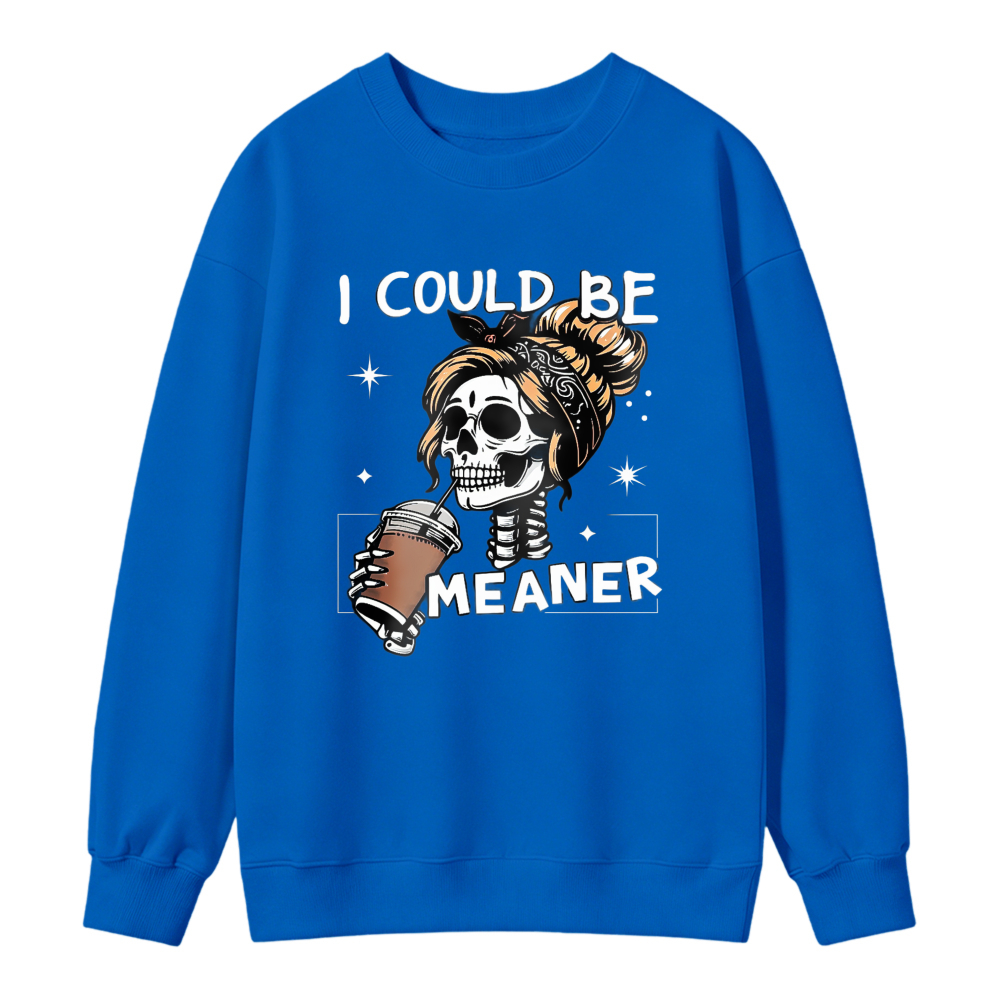 Skeleton Holding Coffee Cup Design Unisex Crewneck Classic Sweatshirt