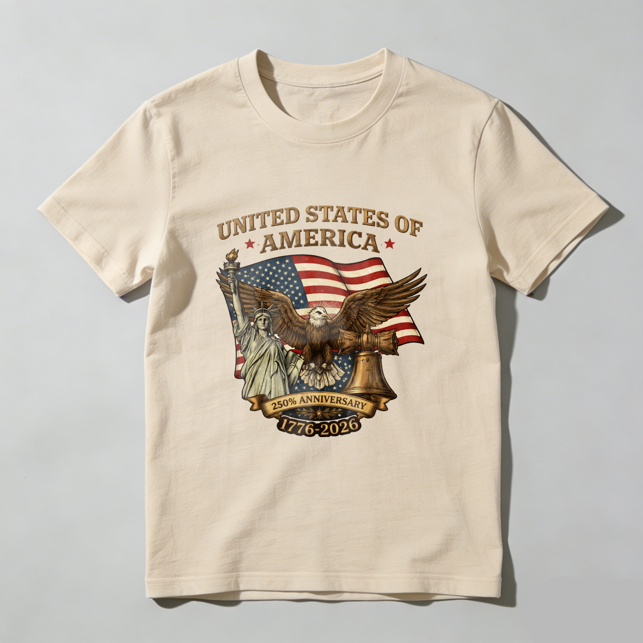 United States Of America 250th Anniversary 1776 2026 Eagle And Flag Patriotic T-Shirt