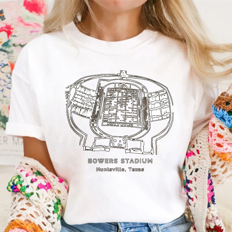 Bowers Stadium Huntsville Texas Map Design T-shirt