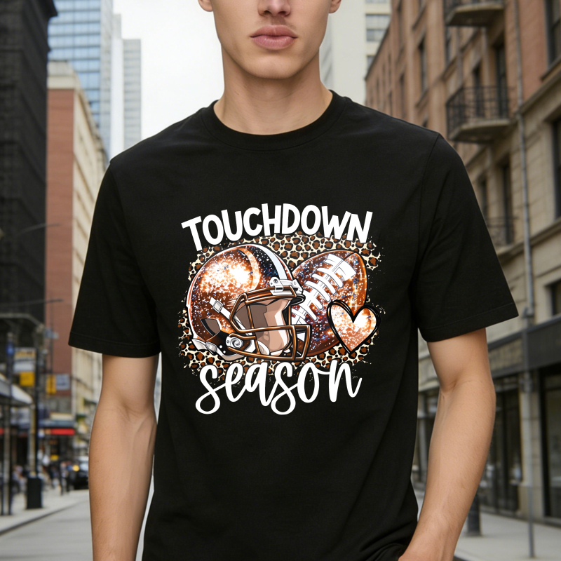 Touchdown Season Football Helmet And Ball With Leopard Print Design Unisex Classic T-shirt