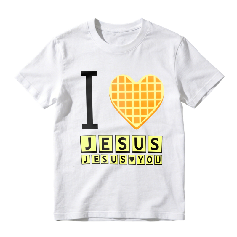 I Love Jesus Waffle Heart Typography Graphic T-shirt