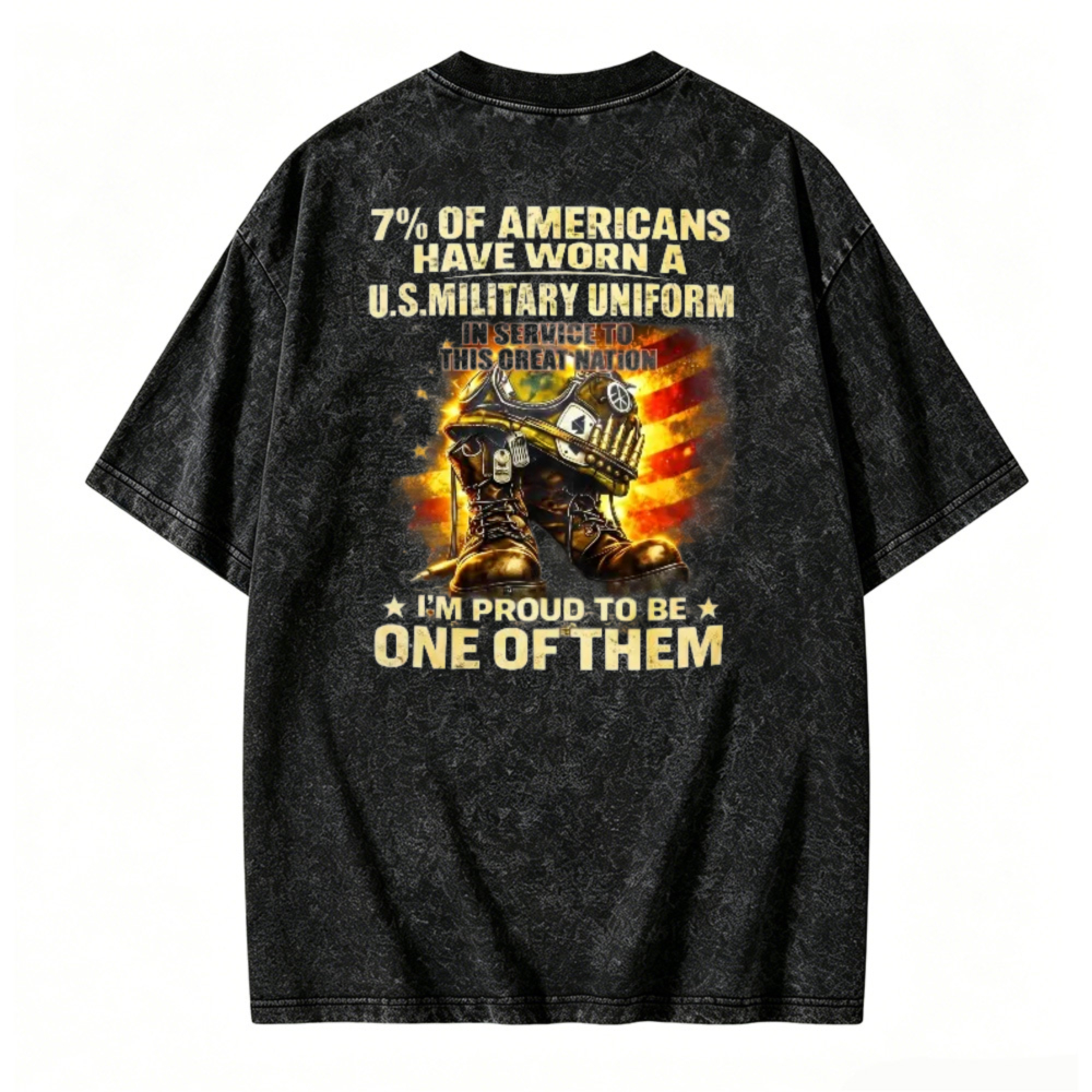 Proud American Military Veteran Service Graphic Washed Tee