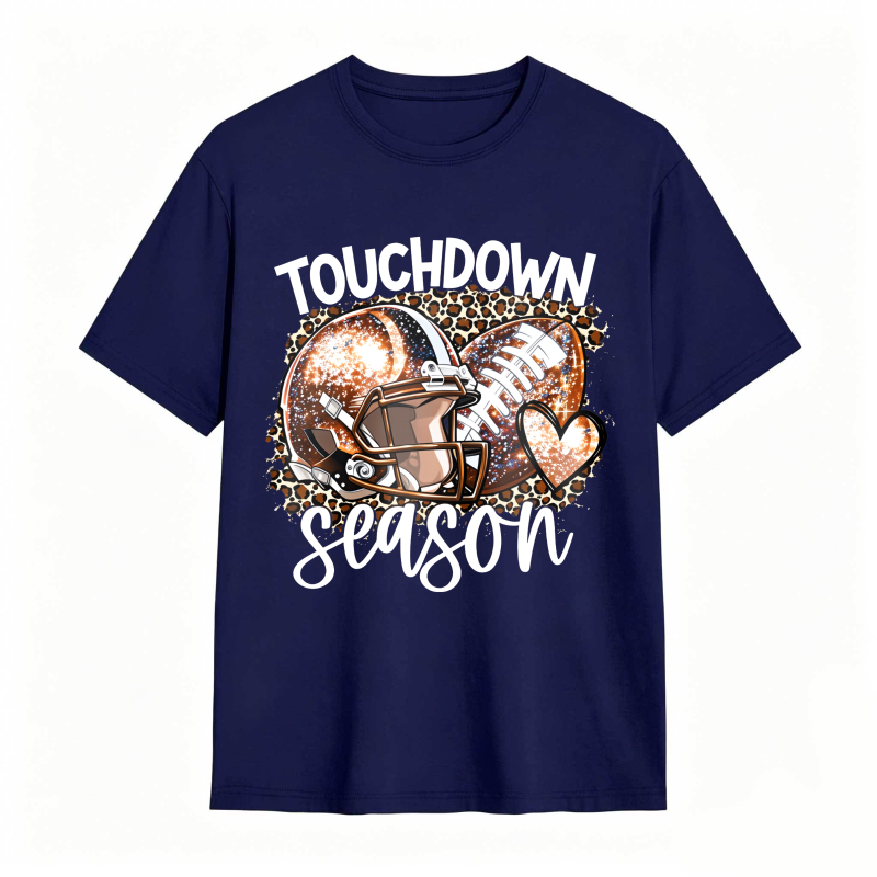 Touchdown Season Football Helmet And Ball With Leopard Print Design Unisex Classic T-shirt