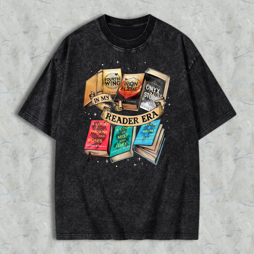 In My Reader Era Book Lover Graphic Unisex Washed T-shirt