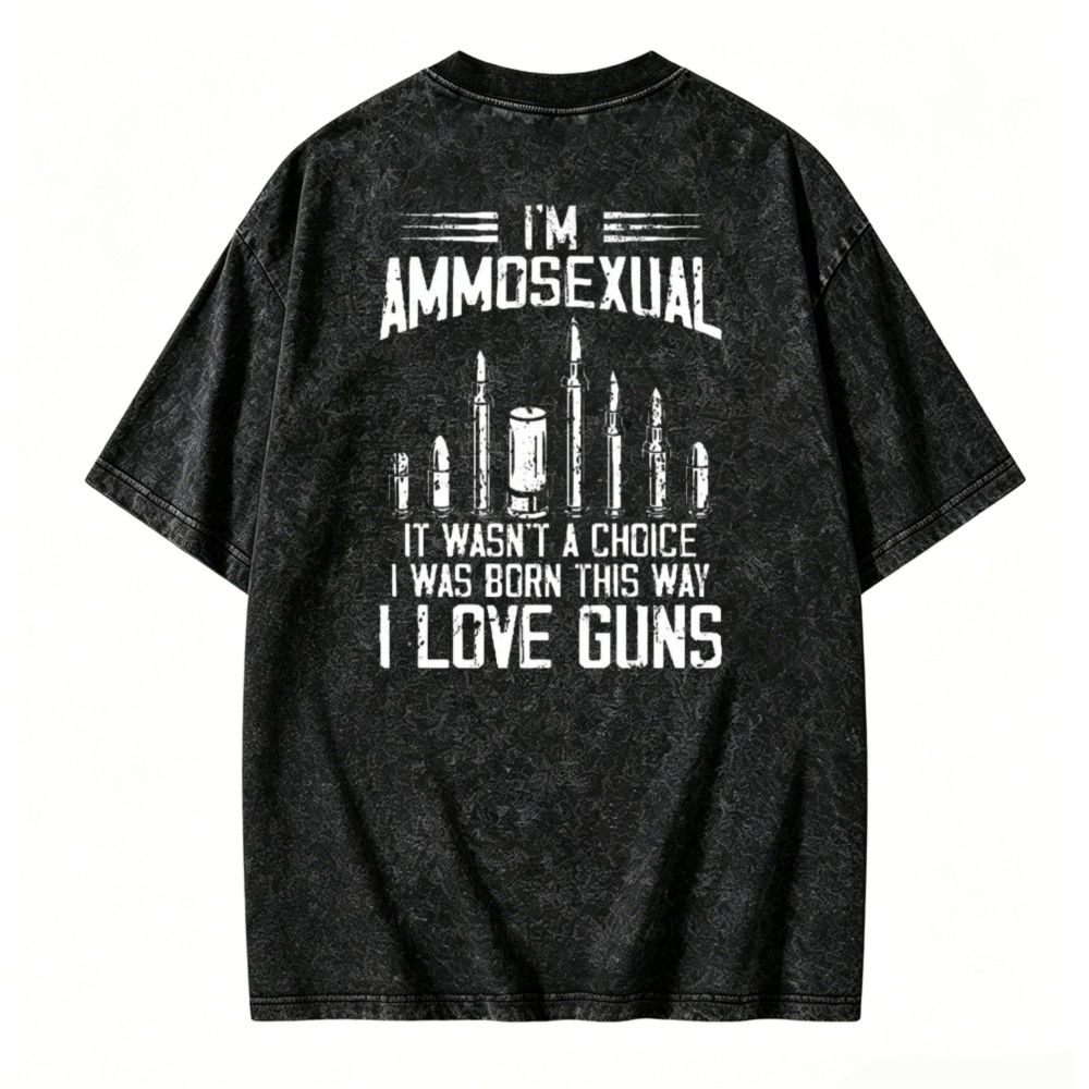 I Love Guns Ammunition Graphic Washed T Shirt