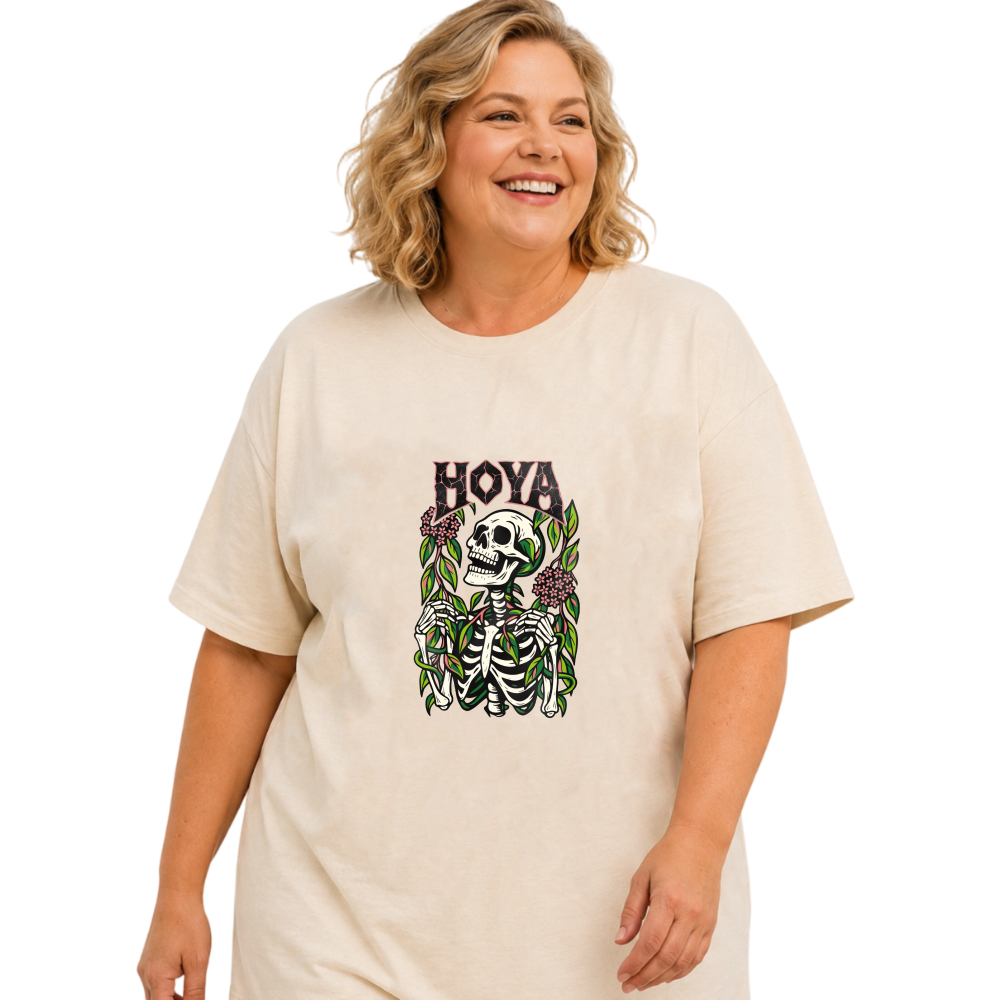 Hoya Skull Floral Design Print tshirt 100% cotton
